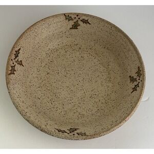 Vintage Handmade Pottery Serving Bowl Featuring Holly & Berries Artist Signed